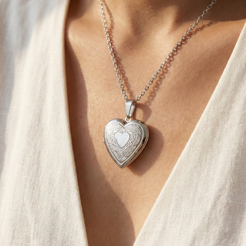 Heart-shaped Locket Heart Silver Personalize