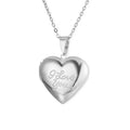 Silver heart-shaped locket with 'I Love You' engraving on a white background