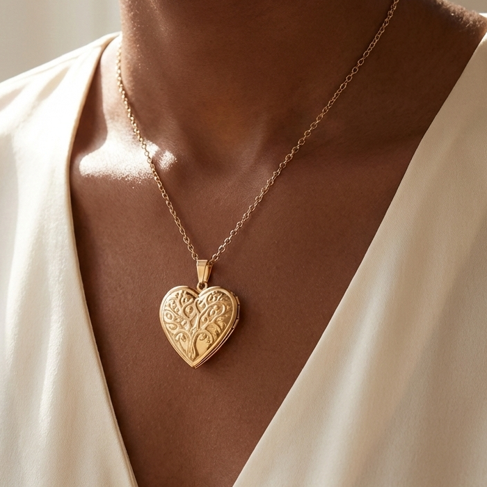 Heart-Shaped Angel Wings Locket Rose Gold Personalize