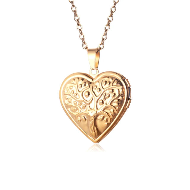 Heart-Shaped Angel Wings Locket Rose Gold Personalize